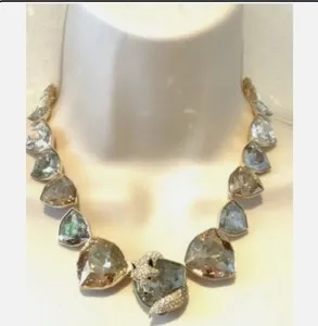 Authentic Signed Authentic Swarovski Fox Gold Plated Necklace Interchangeable.