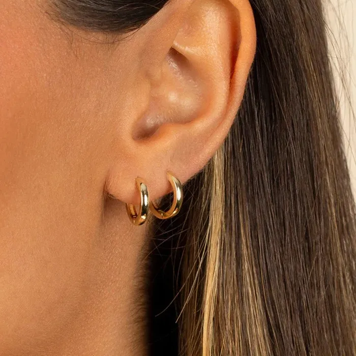 Authentic Celestial Aura Huggies - Sacred Gold-Plated Ear Adornments for Inner Radiance