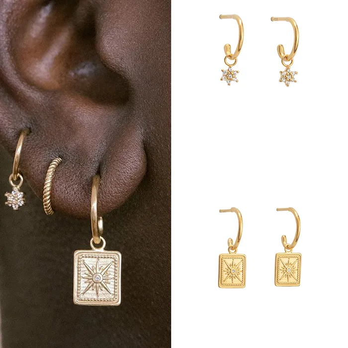 Authentic Celestial Blossom Gold Dangle Earrings