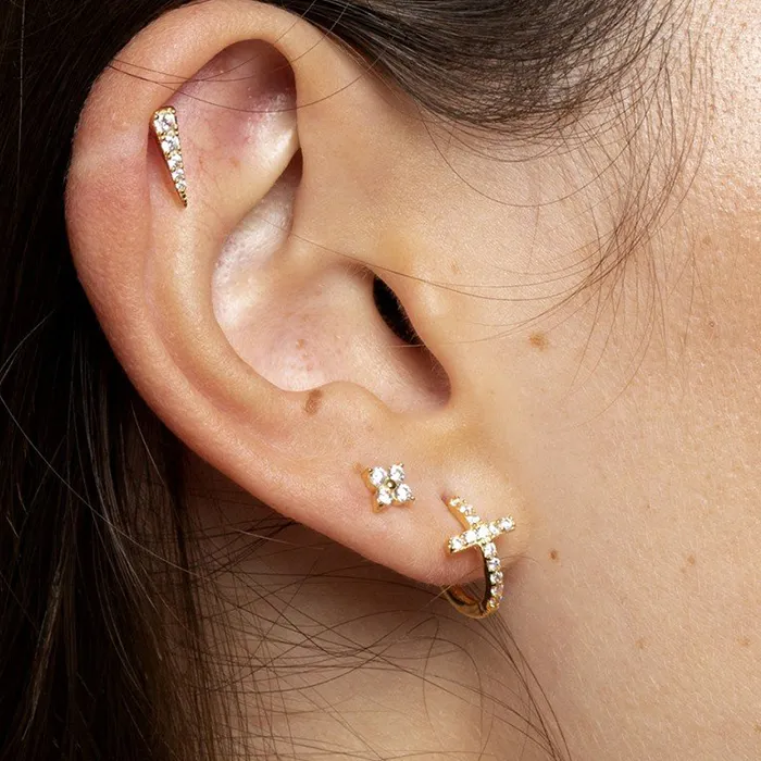 Authentic CRMYA Cross Huggie Earrings for Women Gold Plated Cubic Zirconia Stud Hoop Earring Women Jewelry Accessories