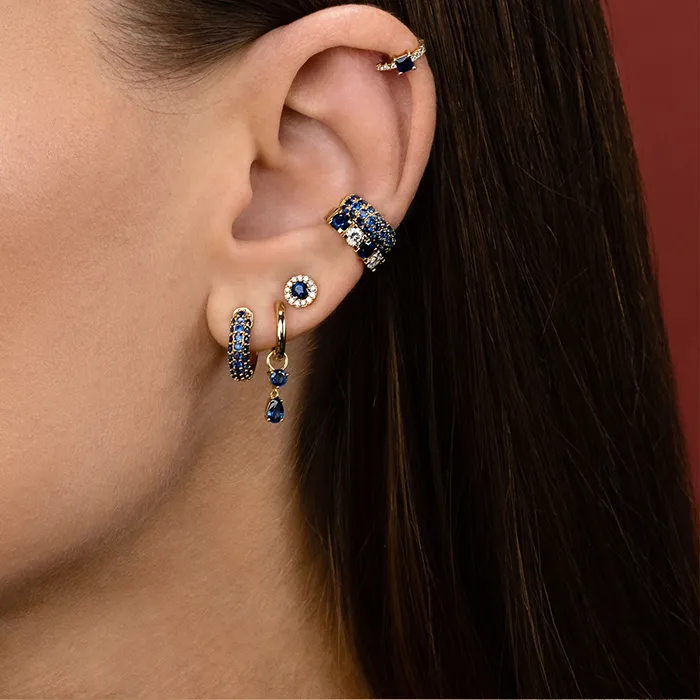 Authentic CRMYA Gold Plated Hoop Drop Earrings For Women Navy CZ Zircon Ear Cuff Women's Dangle Earrings Jewelry 2022