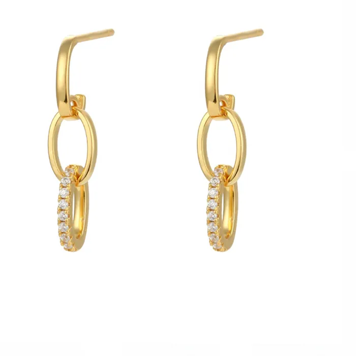 Authentic CRMYA Gold Filled Drop Earrings For Women Classic CZ Zircon Piercing Double Circle Dangle Earrings 2023 Jewelry