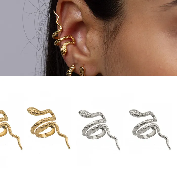 Authentic CRMYA Gold Silver Color Clip Earrings Women CZ Zircon Snake Ear Clip Cuff Men Jewelry Aretes De Mujer Modernos Mayoreo