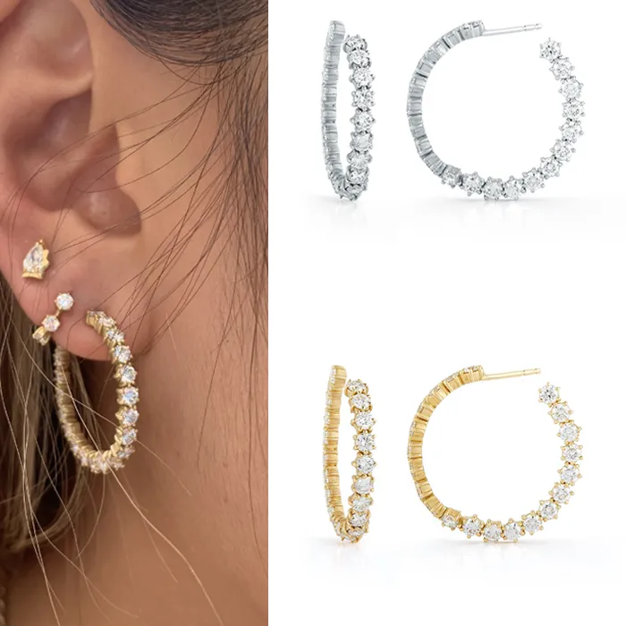 Authentic CRMYA Sparkly Crystal Cubic Zirconia Gold Silver Plated Hoop Earring For Women Wedding Jewelry
