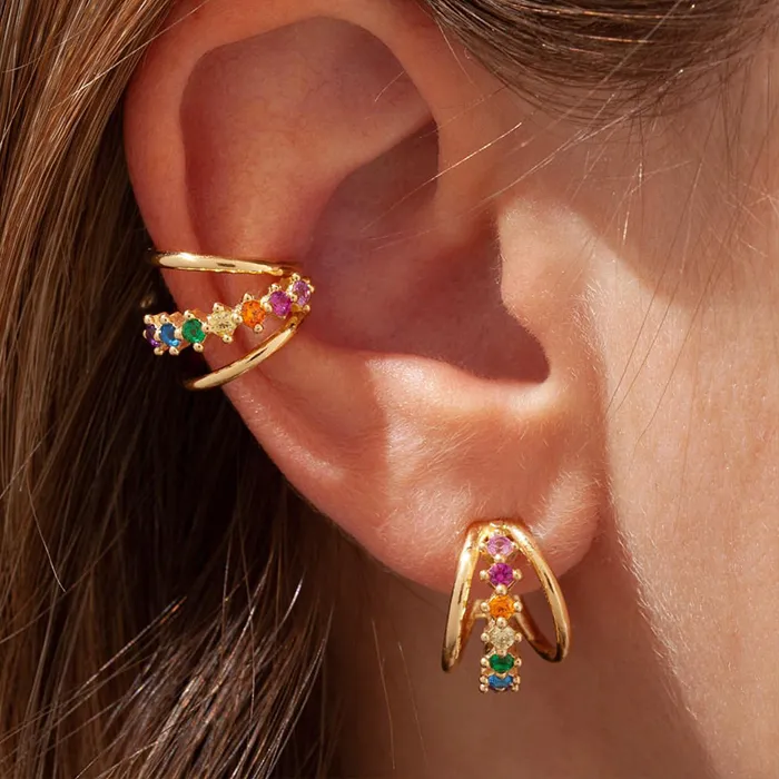 Authentic Celestial Aura Ear Cuffs - Ethereal Gold-Plated Zircon Harmony Climbers