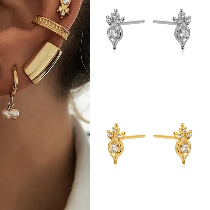 Authentic CRMYA Luxury Rhinestone Gold Silver Color Stud Earrings For Women CZ Halloween Earings Girls Jewelry Accesorios Mujer 2020