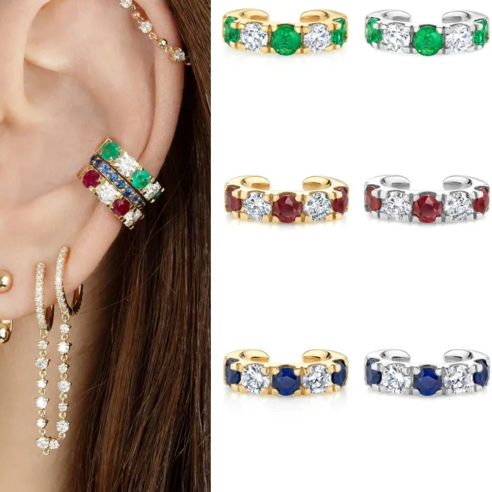 Authentic CRMYA Gold Silver Filled Wome's Ear Cuff Vintage Fake Piercing Color CZ Zircon 2022 Clip Earrings For Women Jewelry