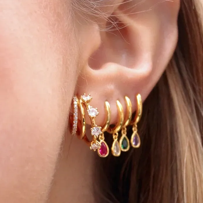 Authentic CRMYA Gold-color Stud Dangle Earrings For Women Color Zirconia Water Girl Drop Earring 2023 Jewelry