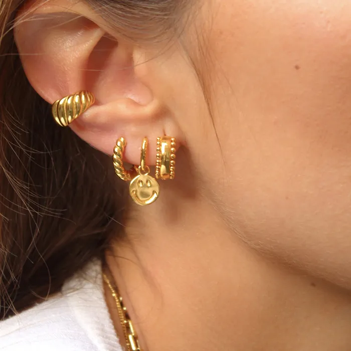 Authentic CRMYA Gold-color Clip Hoop Earrings for Women Genuine Gold Electroplating No Fading Earrings Set 2023 Jewelry