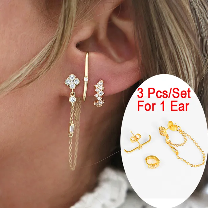 Authentic CRMYA Gold-color Hoop Dangle Earrings For Women Vintage CZ Zircon Piercing Women's Earrings Set 2023 Jewelry