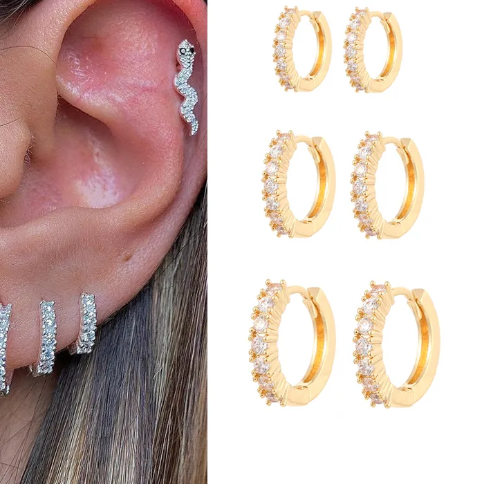 Authentic CRMYA Gold Silver Filled 16mm 14mm 12mm Flower Higgle Earring CZ Zircon Hoop Earrings For Women Girls Jewelry