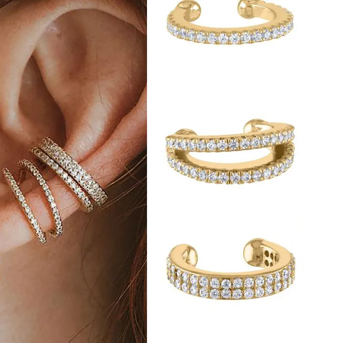 Authentic CRMYA Luxury Gold Silver Filled Clip Earring For Women Full CZ Zircon Big Circle Men's Ear Cuff Jewelry Clip On Ear