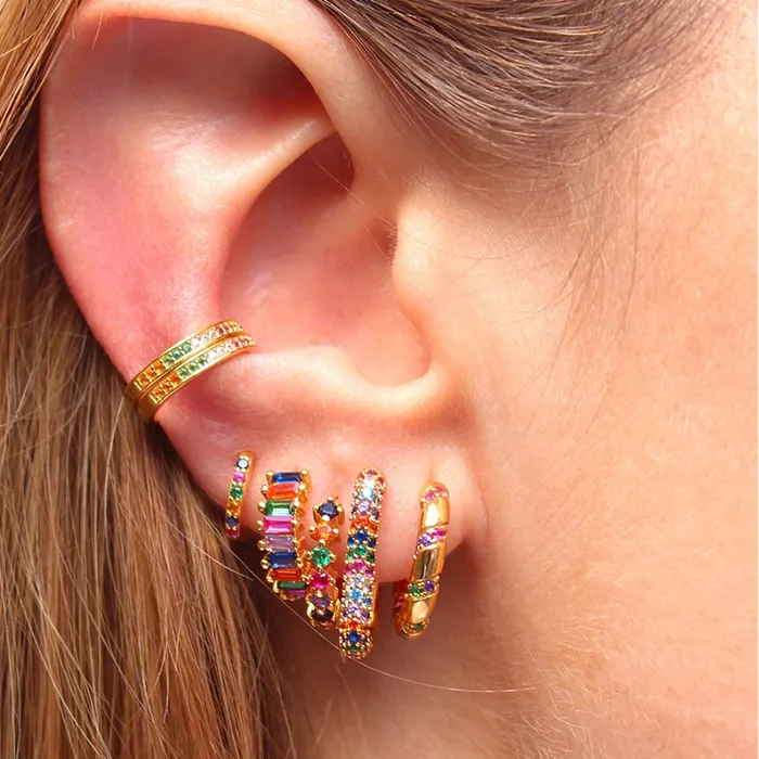 Authentic CRMYA Color CZ Zircon Hoop Earrings For Women Gold Silver Filled Piercing Women's Earrings 2022 Jewelry