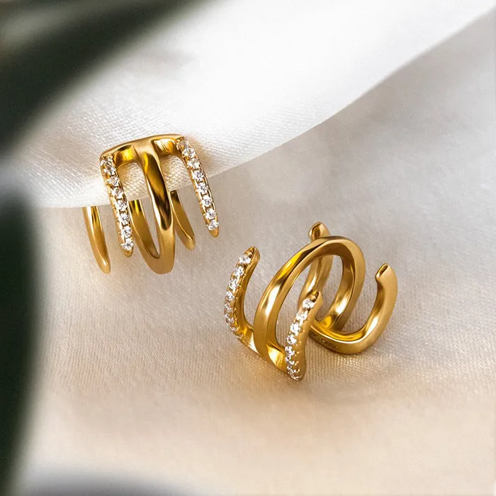 Authentic CRMYA 2021 Women's Ear Cuffs Cubic Zirconia Hiphop Hooping Ear Cuff For Men Clip Earrings For Women Aesthetic Jewelry