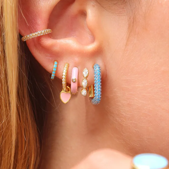 Authentic CRMYA 6Pcs/set Earrings Set for Women Multicolored Zirconia Ear Cuff Dangle Hoop Earrings Women Vacation Jewelry