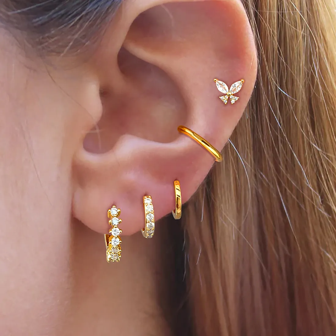 Authentic CRMYA 5Pcs/set Earrings for Women Ear Cuff Zirconia Butterfly Stud Earrings Hoop Earrings Women Party Jewelry