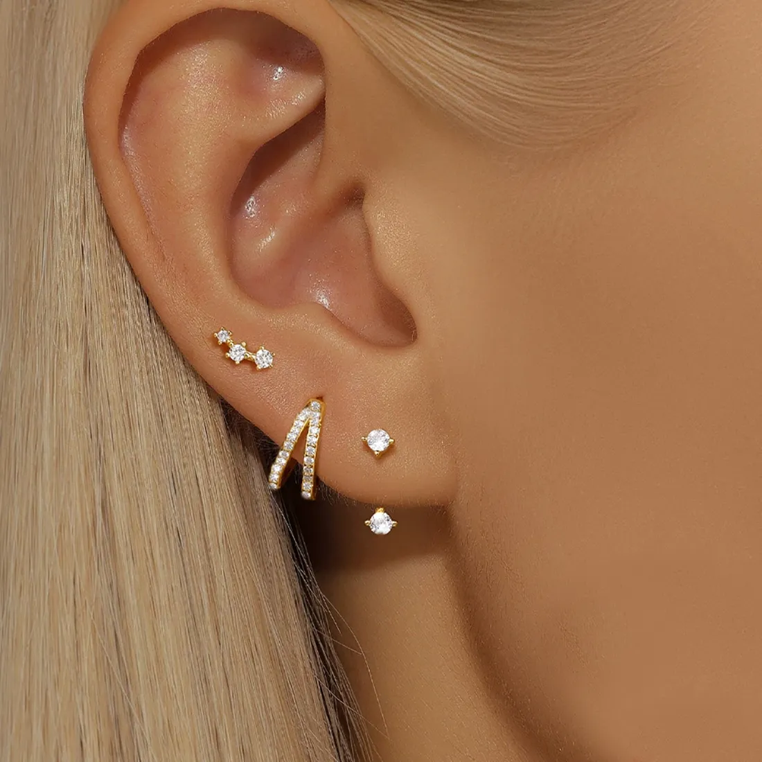 Authentic CRMYA 3Pcs/set Earrings Set for Women Trendy Zirconia Stud Earrings Hoop Earring Women Party Jewelry Accessories