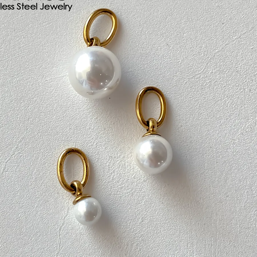 Authentic EManco 3Pcs Cultured Imitation Pearl Charms with Jump Rings for Women Necklace Earrings Jewelry