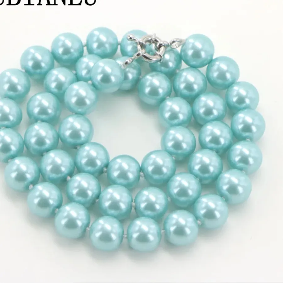 Authentic Celestial Harmony: 12-Tone Lake Blue Pearl Choker