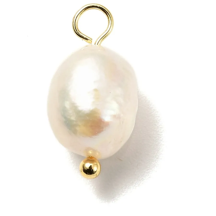 Authentic 10pcs Cultured Freshwater Pearl Pendants with Ball Head Pins Rice golden 16.5~17mm Hole: 3mm