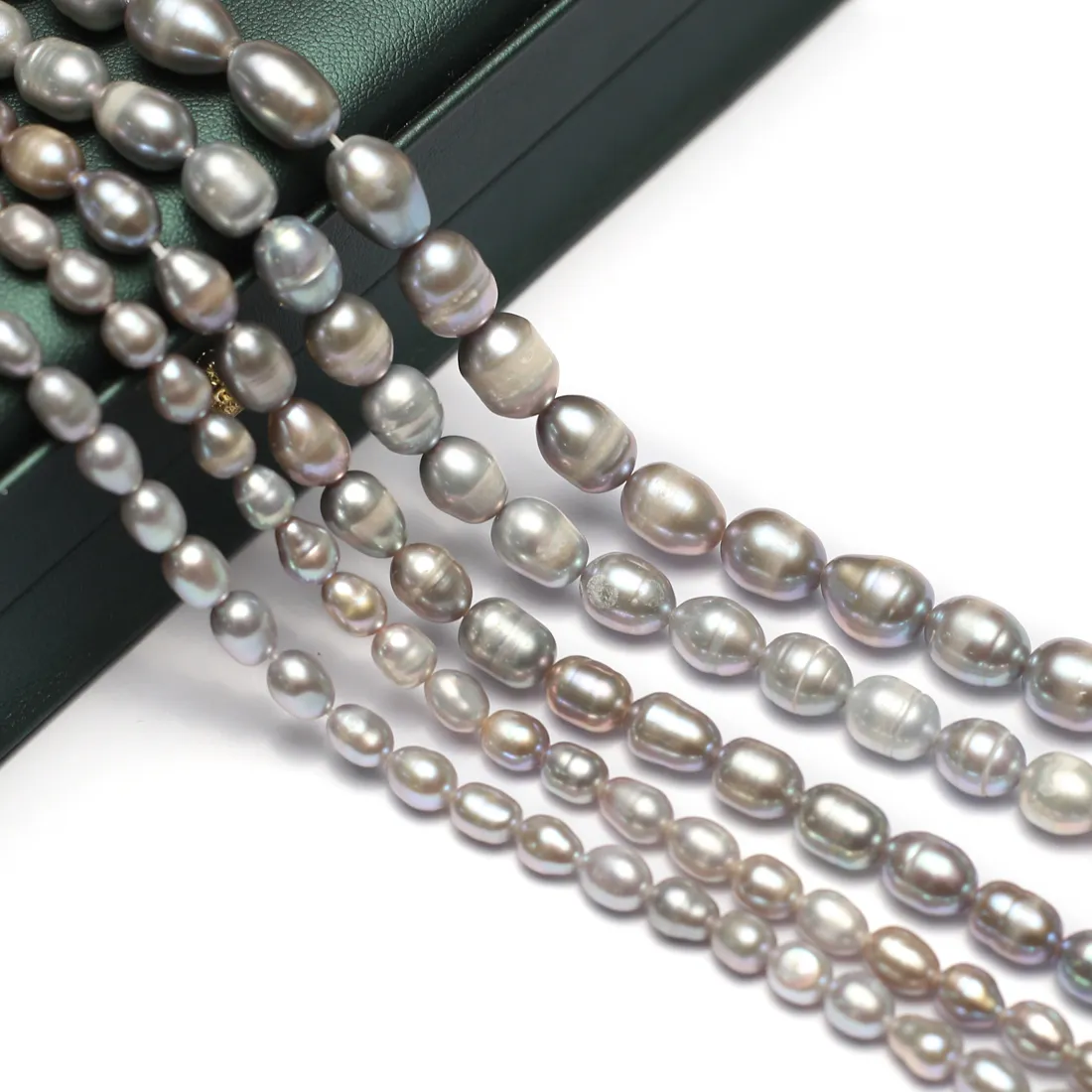 Authentic Gray Rice Shaped Cultured Pearl Beads Natural Freshwater Pearls Spacer Beads for Jewelry Making DIY Necklace Bracelet Accessory