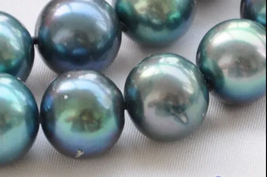 Authentic ~! 9-10mm PEACOCK BLACK ROUND Freshwater cultured PEARL NECKLACE 18 WW