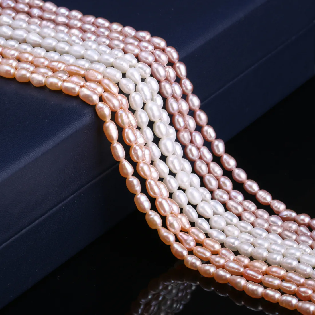 Authentic Natural Freshwater Cultured Pearls Beads Rice Shape 100% Natural Pearls for Jewelry Making DIY Strand 14 Inches Size 4-5 mm
