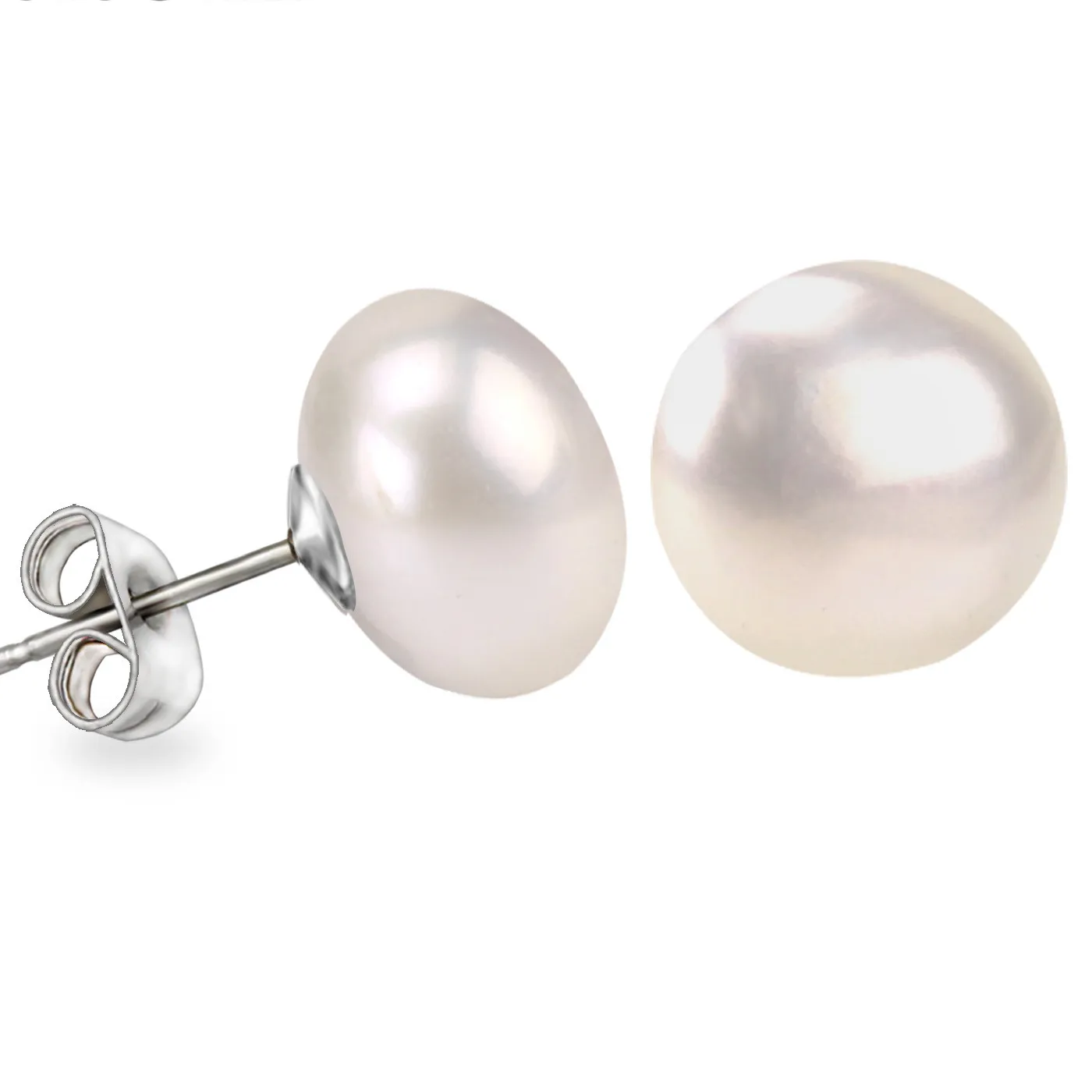 Authentic LUXUSTEEL Safety Pin Earrings 6MM Jewelry Palace Freshwater Cultured Pearl Button Ball Stud Earrings