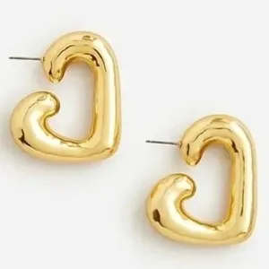 Authentic J.Crew Gold-Plated Heart Chunky Lightweight Earrings Statement Jewelry BX283