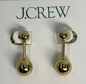 Authentic J Crew Dainty Gold Plated Orbit Earrings Dangle Drop Shiny Matte Gold Tone