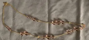 Authentic J. Crew Gold Plated champagne blush lucite rhinestone rondelle Station Necklace