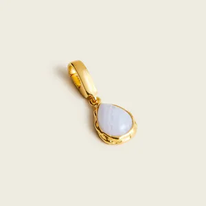 Authentic J. Crew Demi-fine 14k Gold-plated Teardrop Genuine Agate Charm