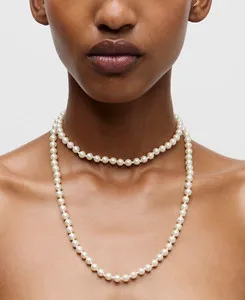Authentic NWT J.Crew Women's Long Pearl Necklace Gold Plated 32" Long Adjustable