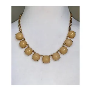 Authentic J. Crew Gold Plated Cabochon Statement Necklace NWOT