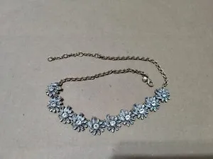 Authentic J Crew Necklace Firework Clear Rhinestones Gold plated 21" Chain-Read