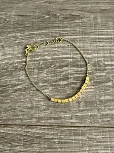 Authentic J. Crew Gold Plated Delicate Chain Cube Bead Bracelet