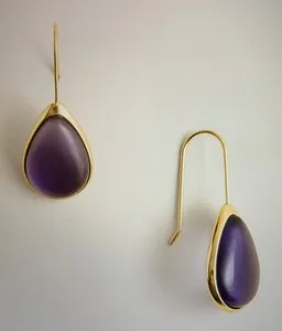 Authentic J Crew Stone Teardrop Earrings Slate Blue #CQ347 Gold Plated MSRP $34.50 NWT