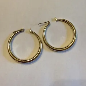 Authentic J Crew Thick Hoop Earrings, Gold-plated