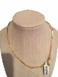 Authentic J. Crew Dainty gold plated paperclip Adjustable Length Necklace 22” Gold NWT