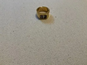 Authentic J.CREW gold-plated stone signet ring size 6