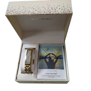 Authentic Alexis Bendel 14K Gold Plated Jewelry Box Set Bracelet Earrings Necklace