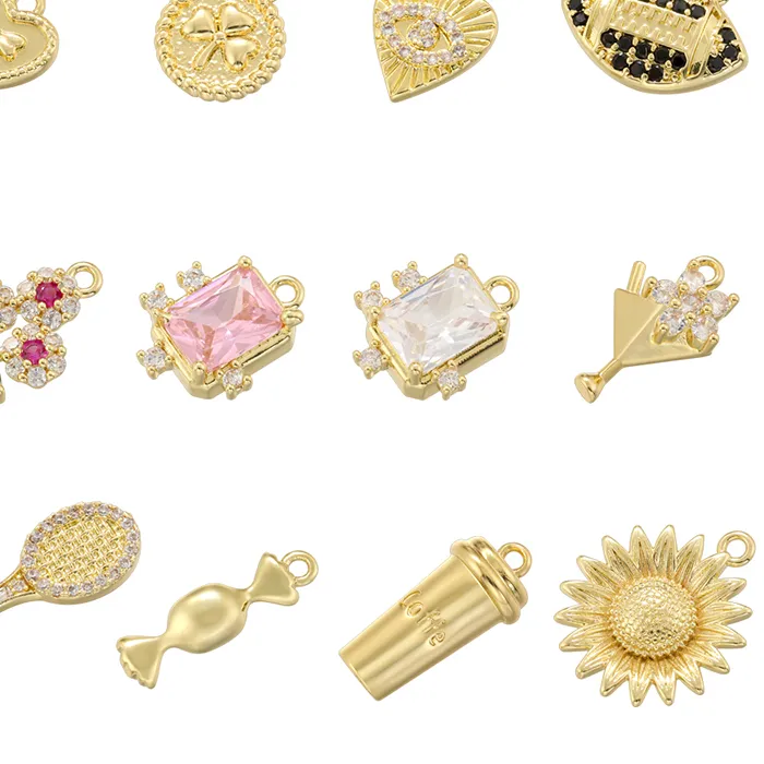 Authentic 4Pcs/lot,Sports Style Charms Rugby/Football/Flowers/Celebration Series Pendants DIY Jewelry Accessories:VD1533–VD1544