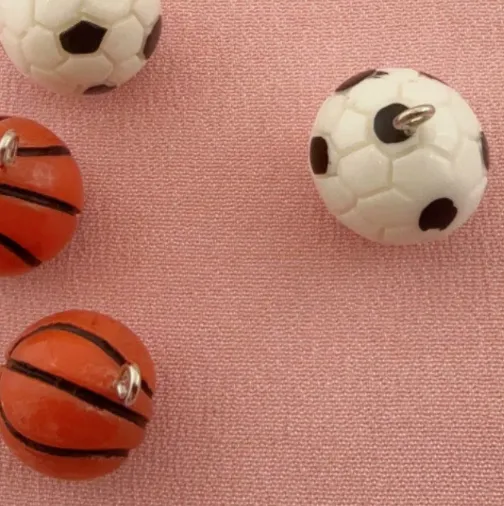 Authentic 10 pcs Resin Football Basketball Charm Pendants Enamel Craft, Perfect for DIY Earrings, Bracelets, Neck Handmade Craft Supplie