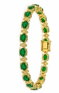 Authentic Mystic Green Onyx Bracelet - Marquise Moissanite Gold Plated Silver Charm
