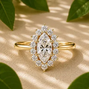 Authentic Eternal Radiance: 1.45 CTW Lab Grown Diamond Halo Ring in 925 Silver
