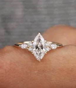 Authentic Gold-Plated Ring Size 6 White/Colorless Marquise Cut CZ