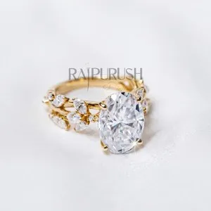 Authentic Oval and Marquise Moissanite Engagement Ring 925 Sterling Silver Bridal Promise