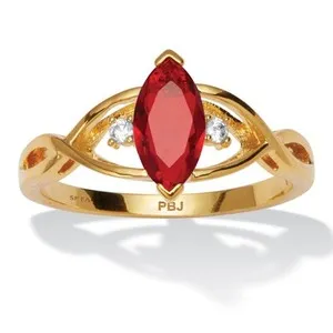 Authentic Marquise Simulated Birthstone Gold-plated Ring