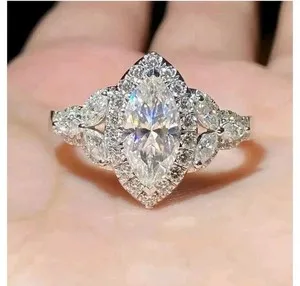 Authentic Guardian's Kiss: 3ct Marquise Cut Lab-Created Diamond Engagement Ring with 14K White Gold Plating