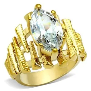 Authentic Guardian of Serenity: 14K Gold Plated Marquise CZ Ring